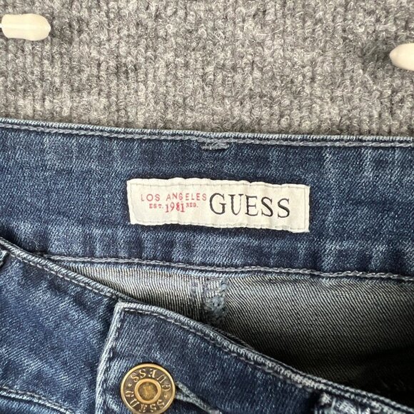 Vintage Guess Jeans Shorts 29 Womens Cut Off Distressed Medium Wash‎ Blue Denim - Picture 4 of 9